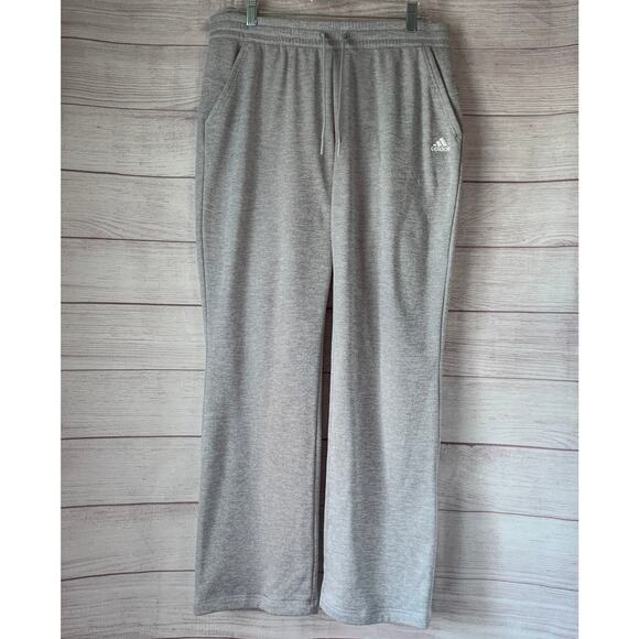 Adidas Light Gray Athletic Climawarm Pants Wide Leg Mesh Lined Drawstring Size L - Picture 1 of 16